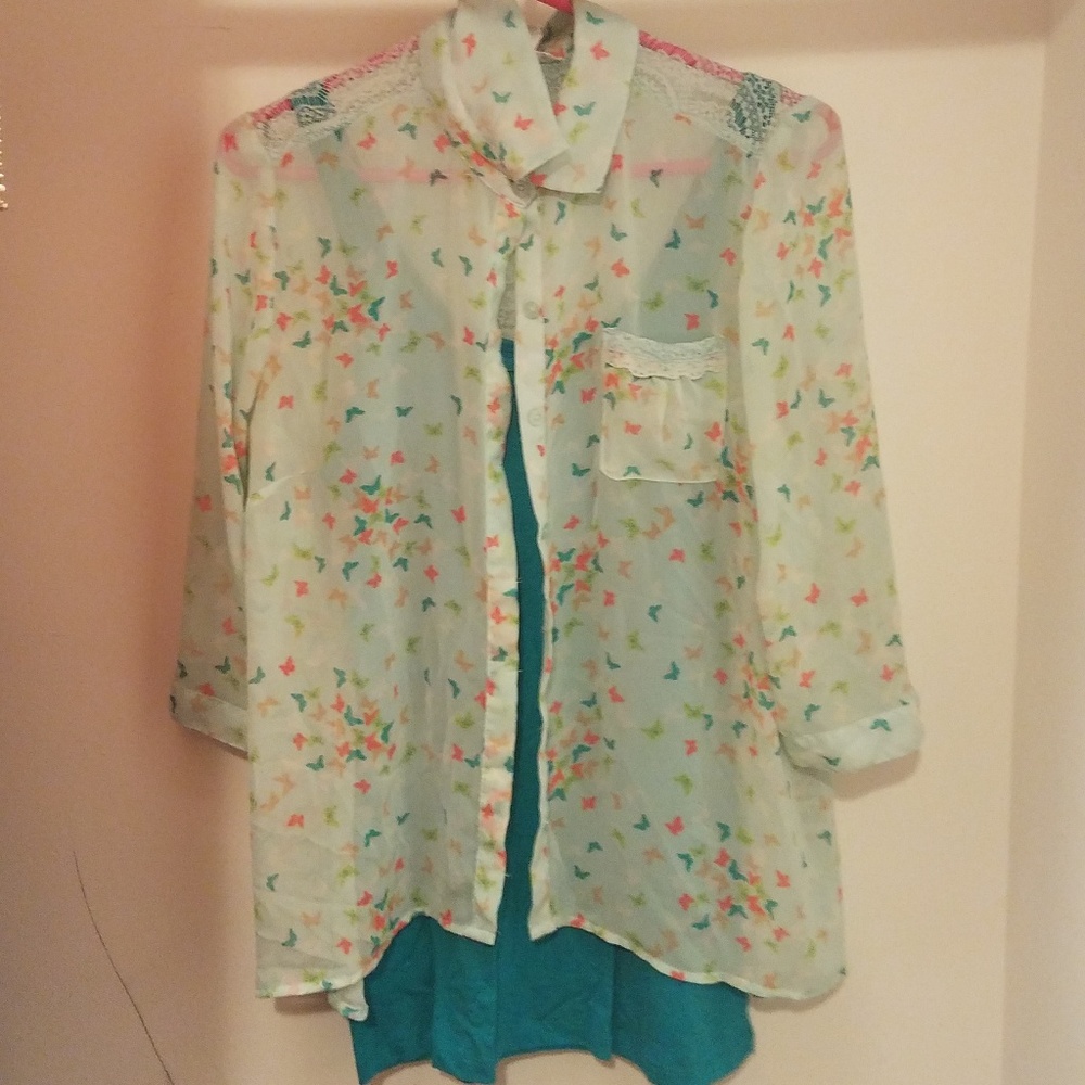 Button-down shirt with camisole